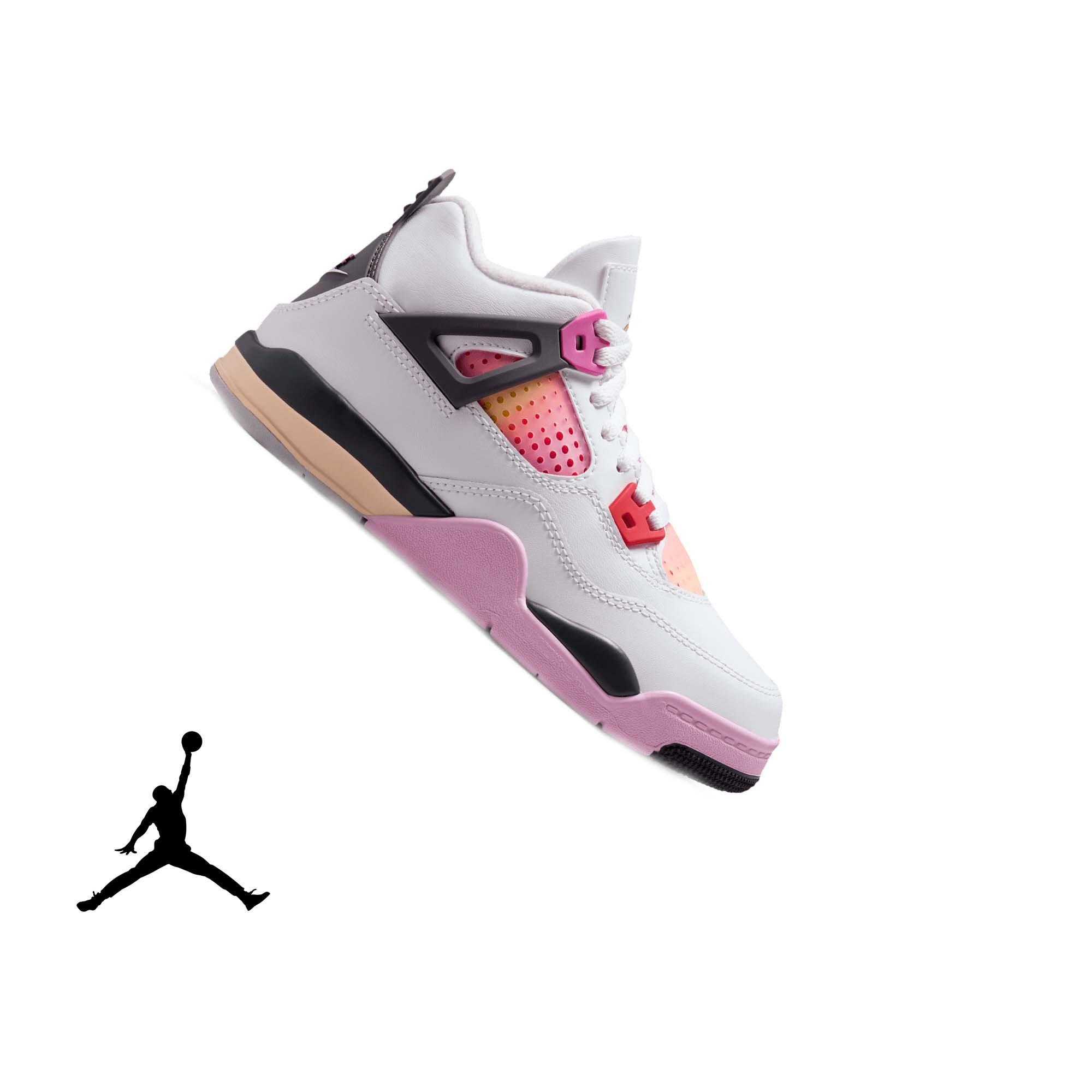 Jordan 4 Retro "Comic" Preschool Kids' Shoe - OFF WHITE/FIRE PINK/ANTHRACITE